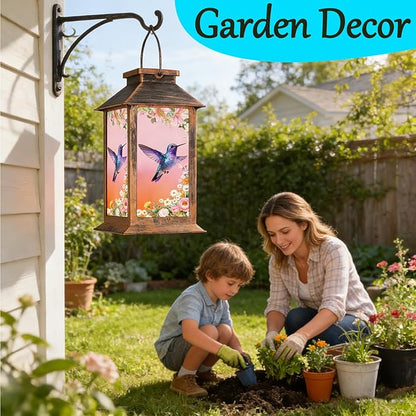 Hummingbird Garden Deco Solar Lanterns Outdoor Waterproof,Metal Hanging Decorative Solar Lights,Mothers Day Gifts,Birthday Gifts for Women Mom Grandma,Gardening Gifts for Yard,Patio, Lawn,Tabletop