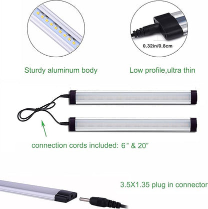 AIBOO LED Under Counter Light Rigid Bar Kit, Plug in Corded 12V LED Under Cabinet Lighting Dimmable with Switch for Counter Shelf Showcase Display Lighting (6 Panels,Daylight White)