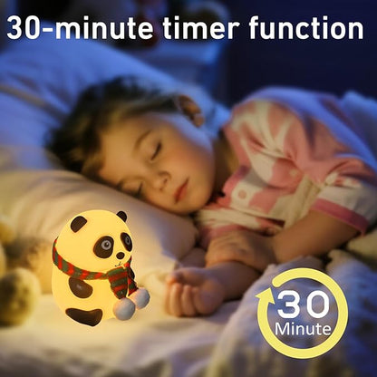 Cute Panda Night Light, LED Soft Clay Novelty Animal Night Light with 7 Color Modes, Soft Silicone Dimming for Decoration (Panda)