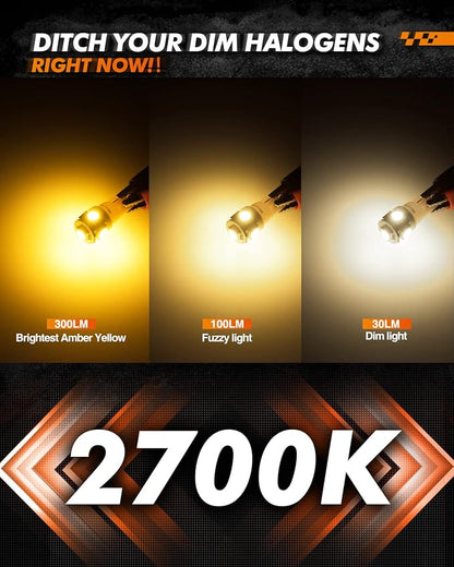 SEALIGHT 194 LED Bulbs, 168 T10 LED Bulb Amber 2700k Yellow 2825 for Turn Signal Side Marker Dome Lights, 12V Cab Running Parking Tail Lights, (Pack of 10)