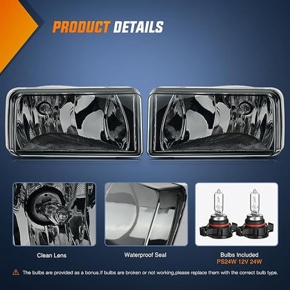 Nilight Fog Lights Assembly Compatible with 2007 2008 2009 2010 2011 2012 2013 2014 2015 Chevrolet Silverado Avalanche Tahoe Suburban GMC Sierra Yukon Cadillac Escalade smoke Lens