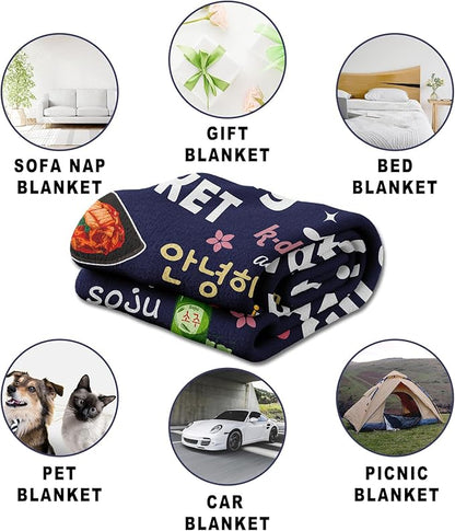 Korean Gift for Women, Korean Blanket for K-Drama Lovers, KDrama Gifts for Women, Kpop Gifts for Girls, Kpop Blankets for Teen Girls, KDrama Presents, K-Drama Lovers 60"X50" Blanket