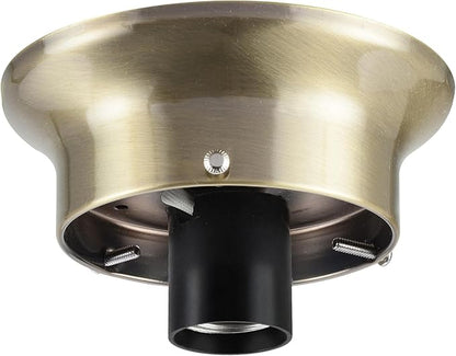 Aspen Creative 22102-07-1, Flush Mount Ceiling Fixture Shade Holder Kit in Antique Brass Finish 3-5/8" Fitter, 4-3/4" Diameter x 1-3/4" Height