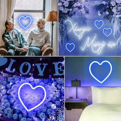 Heart Neon Signs Valentine’s Day Lights, Love LED Signs USB/Battery Operated Night Lights for Home, Wall, Mother’s Day, Wedding, Christmas Decor-Heart(Blue)