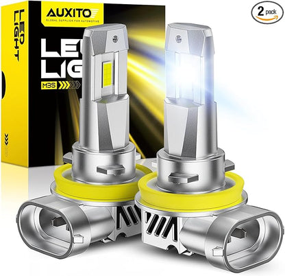 AUXITO H11/H8/H9 LED Bulbs 50,000LM 900% Brighter, 6500K Cool White, 3 Min Plug and Play Installation - Pack of 2