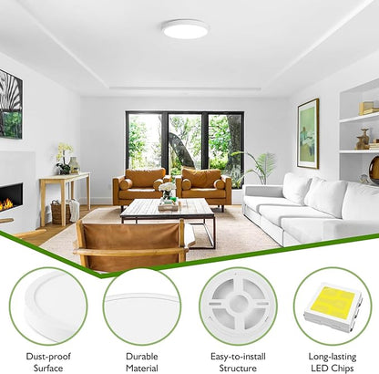 LED Flush Mount Ceiling Light Fixture, 100W Equivalent Modern Kitchen Recessed Ceiling Lamp 5000K Daylight White 15W 1200Lm 7 Inch Closet Round Surface Mount for Laundry Bedroom Hallway(Pack of 6)