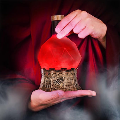 ENHANCE Gaming Sorcerer's Health Potion Light with Swirling Mystical Brew - Potion Bottle Mood Light Prop for Tabletop Game Immersion, Playroom, Desk Decor - Soft Glowing Whirling Goblet (Red Elixir)