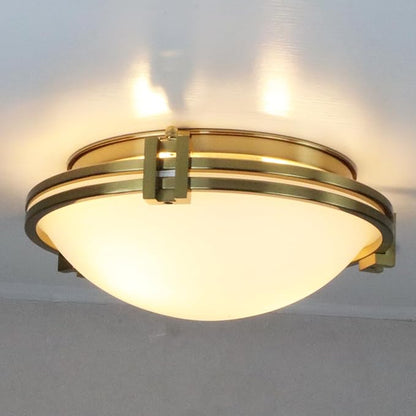Modern Gold 2-Light Flush Mount Ceiling Light with Milk Glass 12 Inches Ceiling Light Fixtures Hardwired Mid Century Brass Flush Mount Lamp for Bedroom Hallway Kitchen