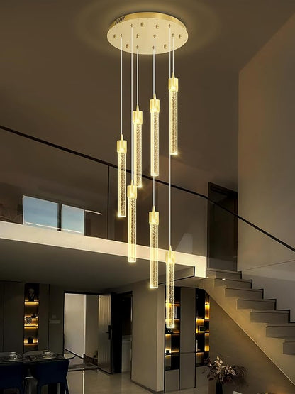 ykolupty 8-Light Led Chandelier, Gold Crystal Modern Led Chandelier for Dining Room, Luxury Enterway Led Dimmable Pendant Lights Fixture with Remote Control Flush Mount