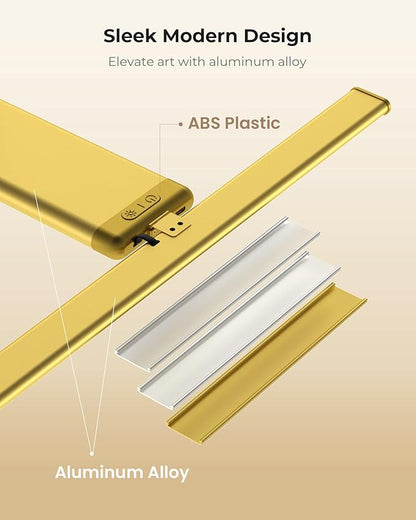 Picture Light for Wall with Remote, Picture Lights Battery Operated Rechargeable 12000mAh, 3 Colors & 3 Timers, Brightness Dimmable for Gallery Poster Frame Painting Photo Art Display (Gold, 1 Pack)