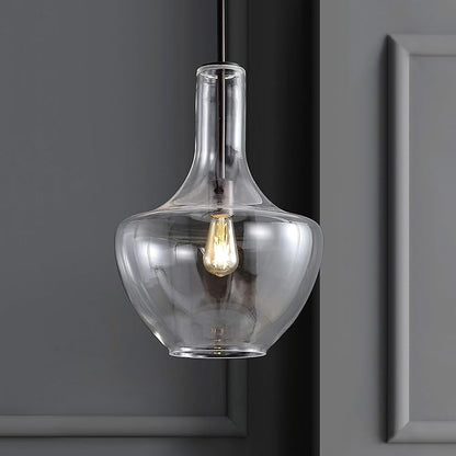 JONATHAN Y 13.25" Oil Rubbed Bronze/Clear Mid-Century Modern 1-Light LED Pendant Light Fixture, Adjustable Schoolhouse Hanging Lamp for Kitchen Island, Clear Glass Shade, LED Bulb Included (JYL6401B)