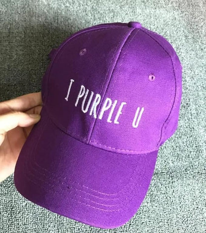 Baseball Cap Purple You Letter for Kpop Merchandise Adjustable Bangtan Boys Dad Hat Unisex for Kpop Merch
