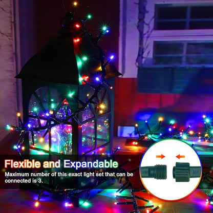 LAMPHOME 500 LED String Lights Outdoor, 16 Modes Plug-in Twinkle Fairy for Bedroom, 46ft 500LED Christmas Cluster Outdoor Waterproof - Multicolor