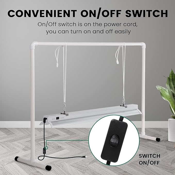 iPower LED Grow Light Stand Natural White Full Spectrum for Indoor Plant Starting Seeds and Propagating Cuttings, Height Adjustable, 2 Feet