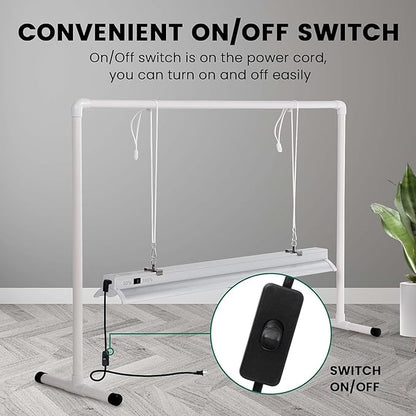 iPower LED Grow Light Stand Natural White Full Spectrum for Indoor Plant Starting Seeds and Propagating Cuttings, Height Adjustable, 2 Feet