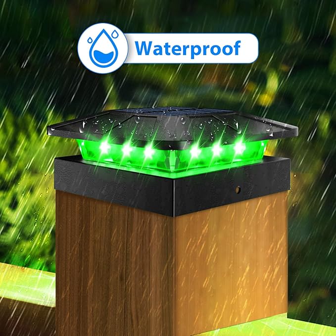 Peasur 4x4 Solar Post Cap Lights RGB Color Changing, 20 Pack Outdoor LED Fence Light Solar Powered Waterproof, Wood/Vinyl Posts Top Lights for Outside Deck Yard Garden Patio