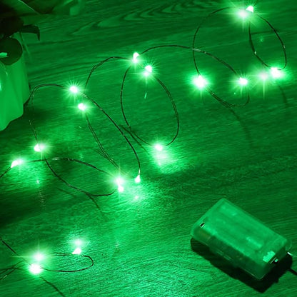 Ariceleo Mini St. Patrick's Day Fairy Lights Battery Operate, 4 Pack Copper Wire 3*AAA Battery Powered Led Starry Fairy String Lights for Bedroom, Christmas, Party, Wedding, Decoration(5m/16ft Green)