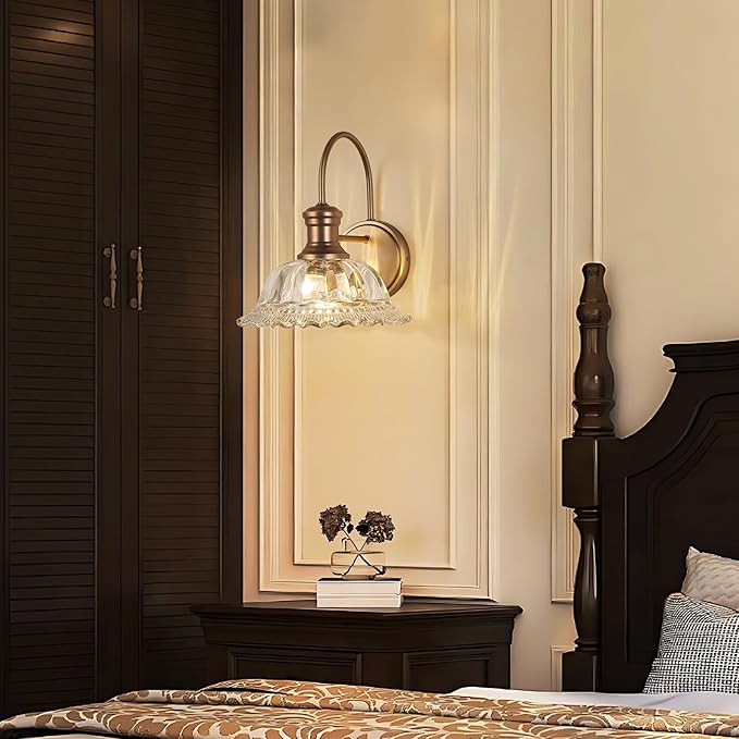 HDDFL Wall Scones Matte Brass Wall Lighting Fixture Vintage Indoor Lamp for Bedroom Living Room Door Header