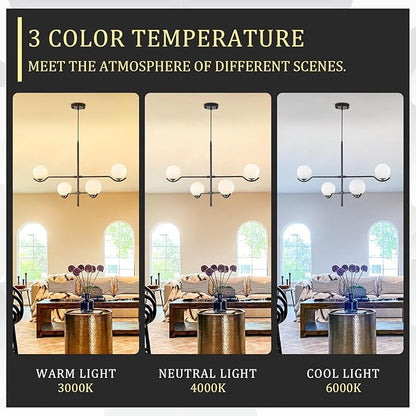CATINER Black Sputnik Chandelier, Modern 4 Lights L31 '' Large Mid Century Long Ceiling Pendant Light Fixtures with Milk Glass Globe Shades for High Ceiling Living Dining Room Foyer Bedroom