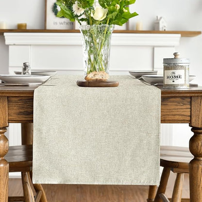 Artoid Mode Beige Table Runner, Seasonal Summer Fall Washable Kitchen Dining Table Decoration for Home Party Decor 13x90 Inch