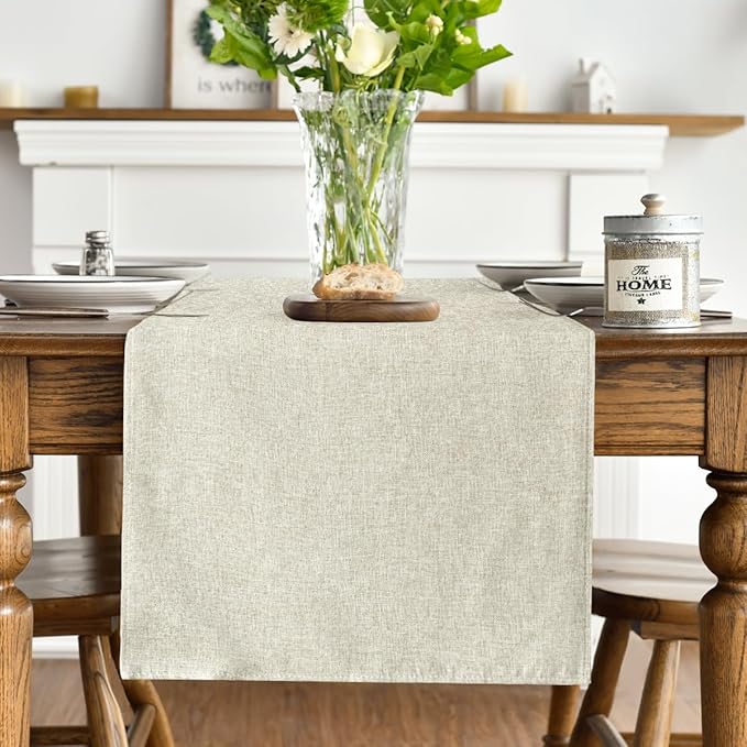 Artoid Mode Beige Table Runner, Seasonal Summer Fall Washable Kitchen Dining Table Decoration for Home Party Decor 13x48 Inch