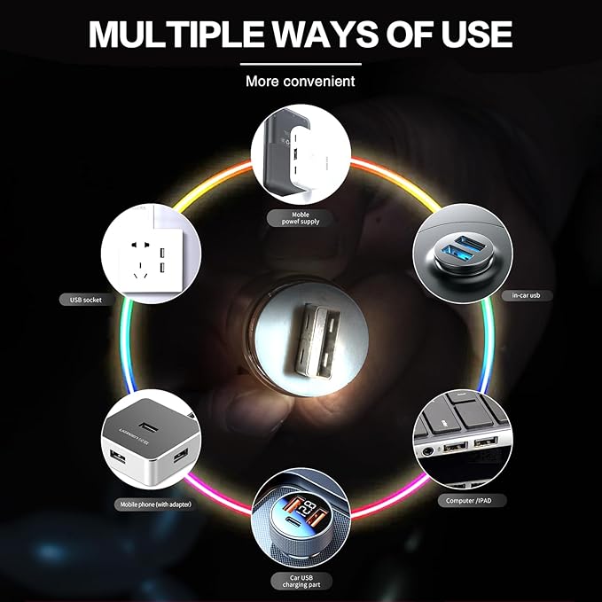 Mini USB Touch Control LED Ambient Light -4 Lighting Modes (Stable/dimmable SOS, Slow Flash, Breathing) Suitable for car interiors, Homes, Camping, and Party Decorations (Green)