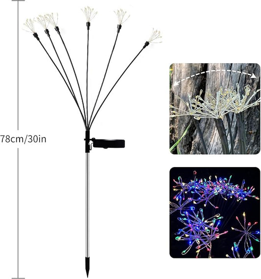 JJGoo Solar Garden Lights, New Upgraded 2 Pack Solar Swaying Starburst Light, Waterproof Fireworks Outdoor Lights, Yard Patio Pathway Decoration, Colorful