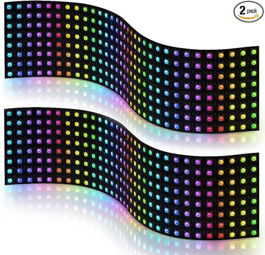 BTF-LIGHTING 2 Pack WS2812B ECO RGB Alloy Wires 5050SMD Individual Addressable 8X32 256 Pixel LED Matrix Flexible FPCB Full Color Works with WLED,SP802E Controllers Image Video Text Display DC5V