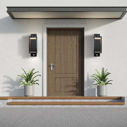 Outdoor Light Wall Sconce Motion Sensor Porch Light for House,15" LED Modern Exterior Lighting Fixture Black,Waterproof Outside Lantern with Clear Glass for Garage Patio Garden