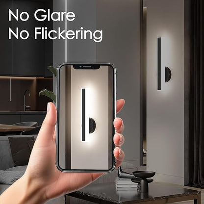Aipsun Black Wall Sconce Hardwired Modern LED 18W Wall Sconce Set of Two, 15.7Inches Wall Lights for Living Room Bedroom Hallway 5CCT