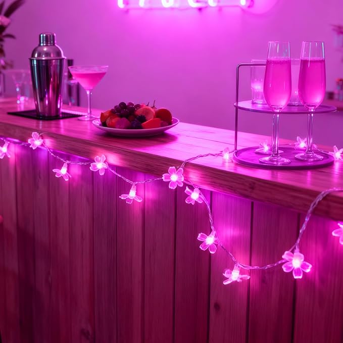 JACUXLSS Pink Cherry Blossom Flower Lights String Indoor Decor, 33Ft 100 LED Decorative Hanging Hot Aesthetic Fairy Floral Lamp for Bedroom Decorations When Valentine's Day, Wedding Party, Christmas