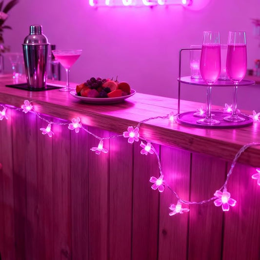 JACUXLSS Pink Cherry Blossom Flower Lights String Indoor Decor, 33Ft 100 LED Decorative Hanging Hot Aesthetic Fairy Floral Lamp for Bedroom Decorations When Valentine's Day, Wedding Party, Christmas