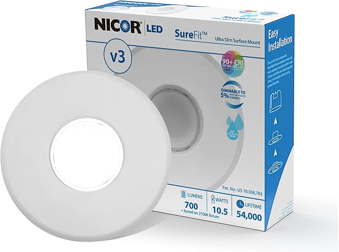 Nicor DLF301204KWH Flush Mount, 4000K, White
