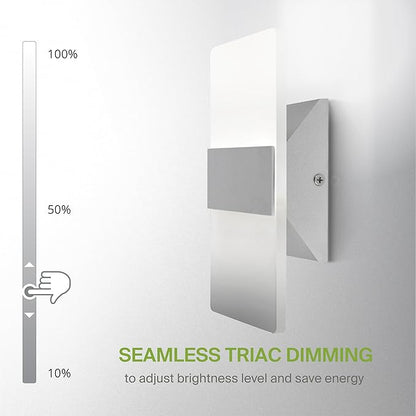 ASD 8 Inch Indoor LED Wall Sconce - 10W 2700K-5000K Dimmable Brushed Nickel Wall Sconce Lights for Living Room, Bedroom, Bathroom, Hallway - Modern Wall Sconces Hardwired, ETL Interior Light