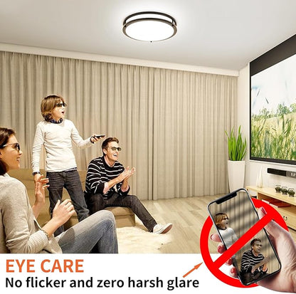 13Inch 36W Ceiling Light Fixture, 5CCT Adjustable 2700K 3000K 4000K 5000K 6500KLED Flush Mount Ceiling Mount Light, Dimmable Close to Ceiling Lighting for Bathroom Kitchen Stairwell Bedroom, Black