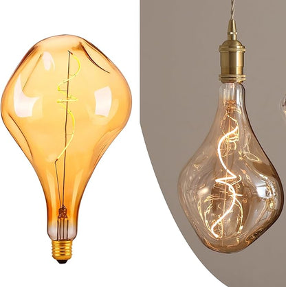Oversized Giant Vintage Edison Light Bulb, Dimmable 2200K Warm Amber Glow, 8W Edison Bulb (100W Equivalent) with E26 Base, A165 Extra Long Irregular Globe for Pendant, Ceiling & Floor Lamps 1Pack