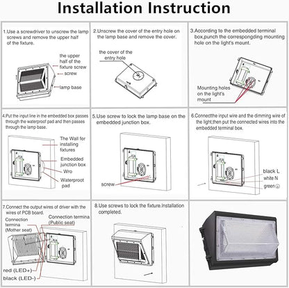 100W LED Wall Pack Light, Dusk to Dawn Photocell, 13000LM 5000K Daylight AC100-277V IP65 Waterproof LED Wall Pack Outdoor Exterior Light ETL Listed