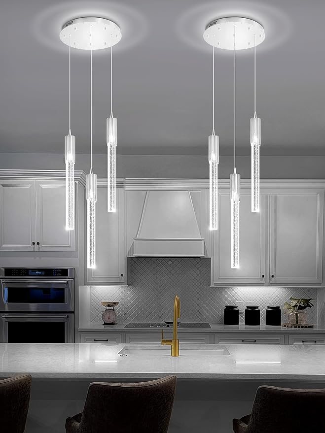 Flashing God 3 Light Pendants Light for Kitchen Island Dining Room Pendant Lighting Fixture Mini Crystal Chandelier Ceiling Hanging Lights for Bedroom Island Kitchen
