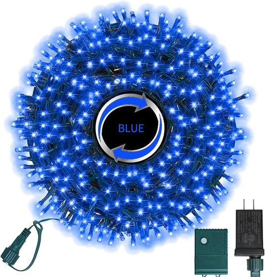LAMPHOME 500 LED Blue String Lights, 46ft 11 Modes Connectable LED Lights, Waterproof Blue Fairy Lights Plug in, Christmas Tree Lights Outdoor for Xmas Party Garden Bedroom Decor