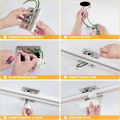 VANoopee 12-Light GU10 LED Track Lighting Kit with 13FT H Type Track Lighting Rail & Floating Canopy Connector, Modern Kitchen Track Lighting Fixtures Ceiling Spotlight, Track Heads White (No Bulbs)