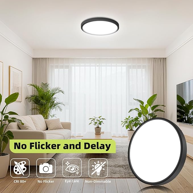 hepside 6PACK Flush Mount LED Ceiling Light Fixture 5CCT 9Inch 18W & 200W Equivalent Closet Light Fixture,Small Round Slim Surface Ceiling Lamp for Hallway,Bathroom,Bedroom,Kitchen,Interior