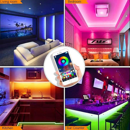 LED Strip Lights 32.8ft, Multicolor RGB LED Light Strips, 5050 LED Tape Lights, Music Sync Color Changing+Remote Control +APP Controlled LED Strip Lights for Bedroom Party Christmas Decoration