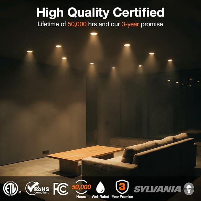 LEDVANCE 4" Night Ring Recessed Ceiling Downlight with Night Light, 10W, Recessed Lighting with 5 CCT (2700K/3000K/3500K/4000K/5000K), 830 LMS, 90 CRI, Energy Star, Damp Rated - 1 Pack (65792)