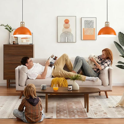Modern Pendant Lights, 3 Packs 11.8inch Orange Pendant Light, Farmhouse Pendant Light, Kitchen Pendant Lighting, Pendant Lights Kitchen Island for Living Room, Bar, Bedroom, Office