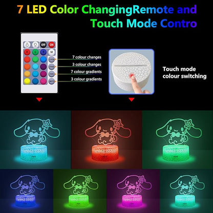 16 Colors Night Light 3D Illusion Table Lamp with Touch & Remote Control Acrylic LED Lamp Anime Led Light Cute Desk Lamp for Kids Artwork Decor Christmas Halloween Birthday Decoration Gifts