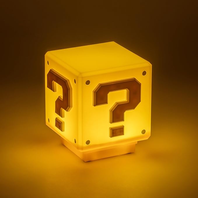 Super Mario Mini Question Block Light - Officially Licensed Super Mario Bros. Merchandise, Bedroom or Game Room Decor, Retro Gamer Gift, Battery Powered | Paladone