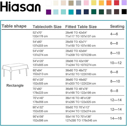 Hiasan Light Gray Rectangle Tablecloth - Waterproof Spillproof and Wrinkle Resistant Washable Polyester Table Cloth for Dining Party, 54 x 120 inch
