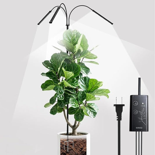 SANSI Grow Light for Large Indoor Plants, LED Plant Lights for Indoor Growing, Full Spectrum 4/8/12H Timer, 4-Level Dimmable, 79"-90" Height Adjustable, High PPFD for Tall Plants, Upgraded Stakes
