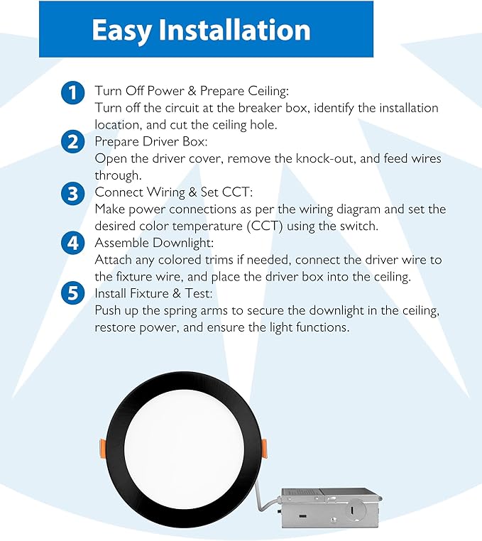 NICOR Lighting Recessed Light Fixtures - IXE 6-in Canless LED Downlight - Dimmable LED Ceiling Light with Edge-Lit Technology - Black, 12 Packs