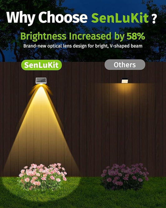 Solar Fence Lights Outdoor Waterproof High Brightness LED Spot Lens Deck Lights 7 Mode Warm & Cool White RGB Solar Powered Wall Lighting Decor for Outside Patio Step Backyard Railing - 16 Pack(White)